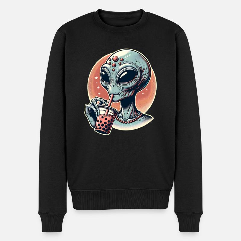 Alien Bubble Tea - Männer Premium Bio Pullover - Schwarz