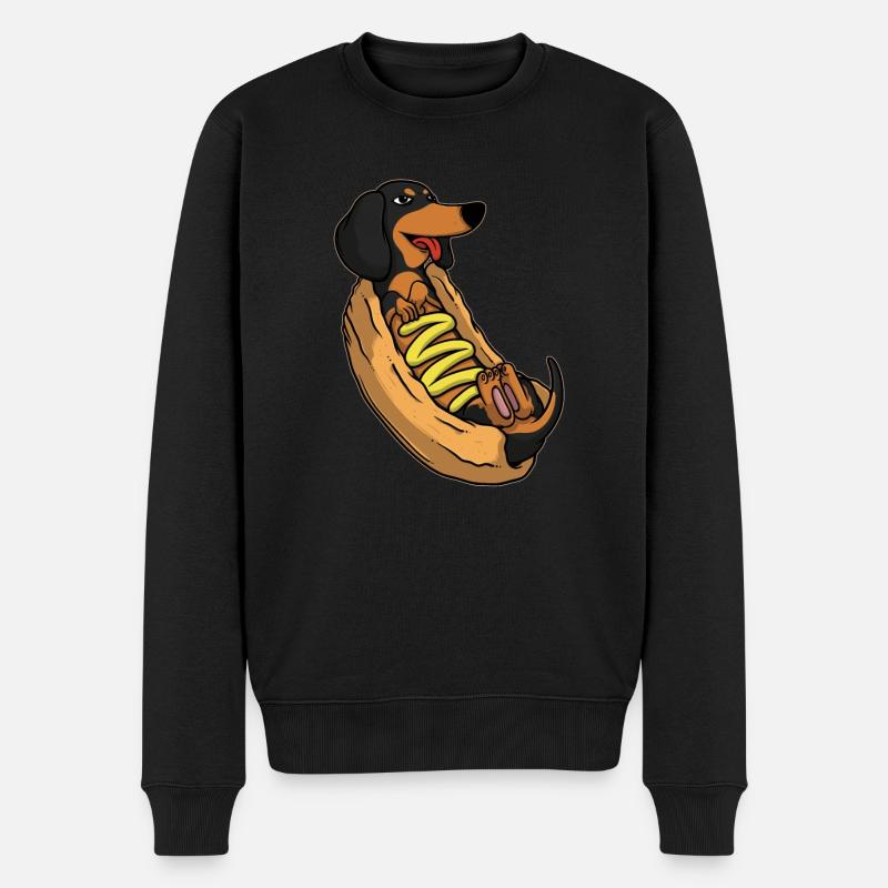 Hotdog Weenie Wiener Hund Dackel Wurst - Männer Premium Bio Pullover - Schwarz