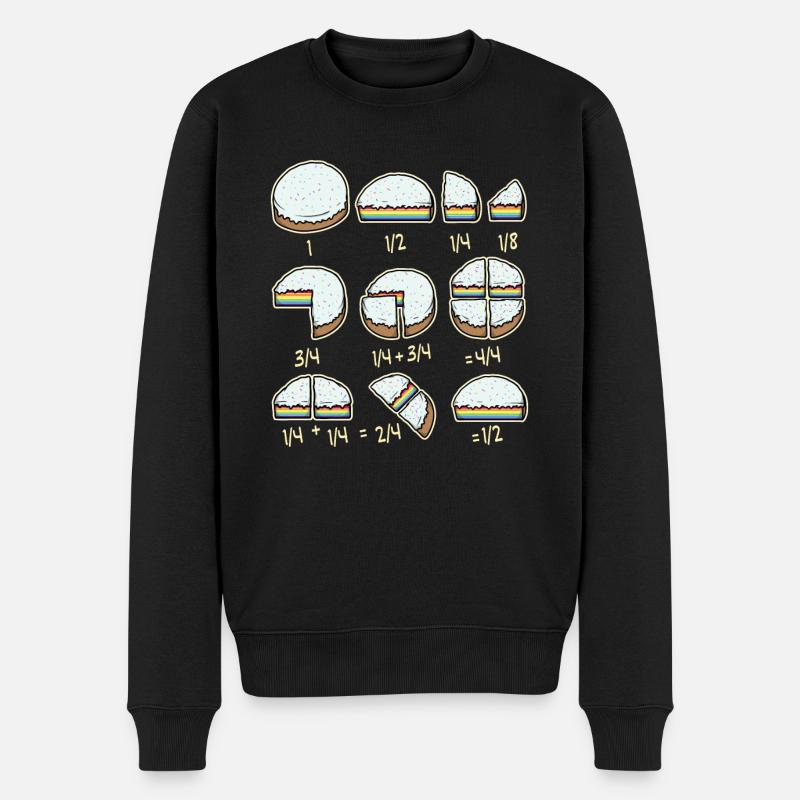 Cake rainbow math fractions teacher - Men's Premium Organic Jumper - black