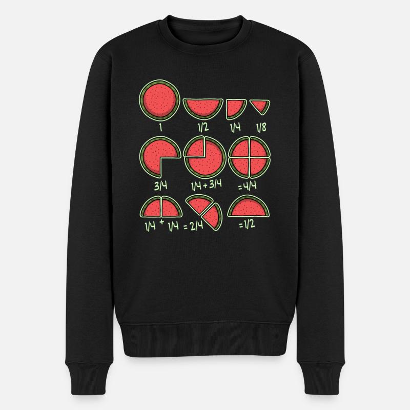 Professeur de fractions mathématiques pastèque melon - Pull Premium bio Homme - noir
