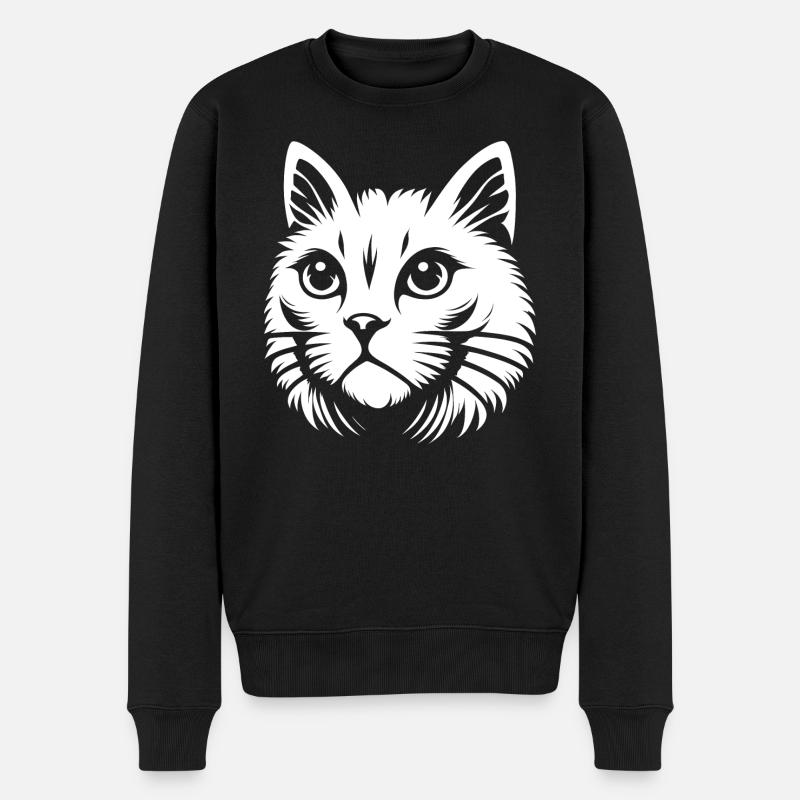 White cat - Men's Premium Organic Jumper - black