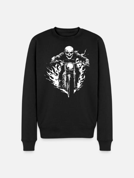 Biker Skull Motorcycle Gift - Men's Premium Organic Jumper - black