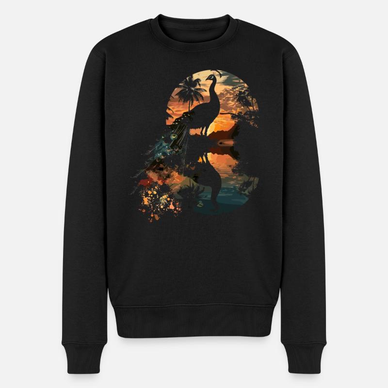 Faisan oiseau paon - Pull Premium bio Homme - noir