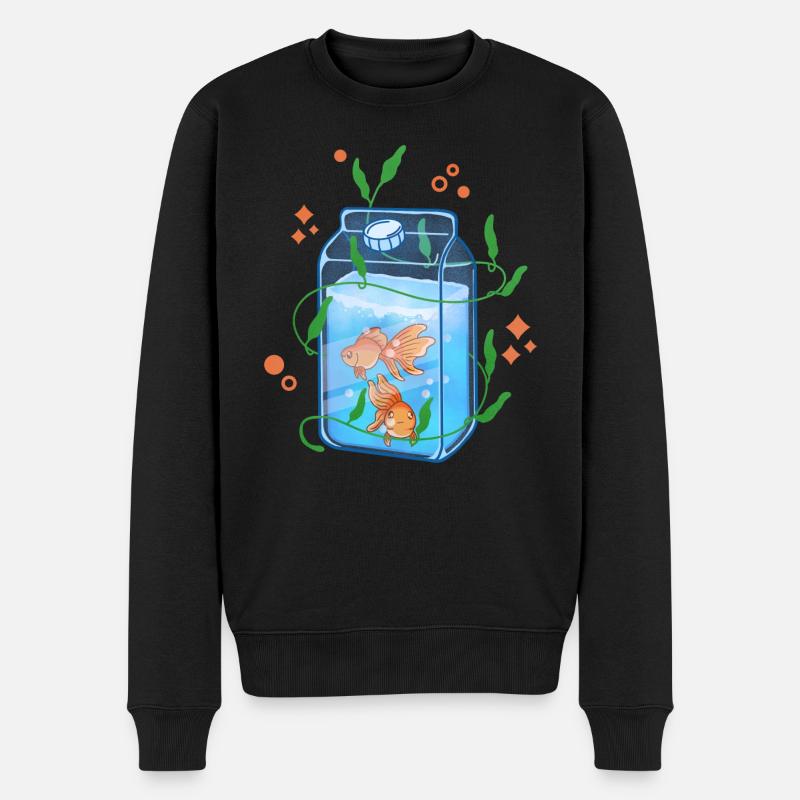 Kawaii Goldfisch - Männer Premium Bio Pullover - Schwarz