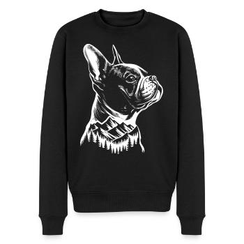Chien Bouledogue Français Montagne - Pull Premium bio Homme - noir - Devant - Nico (187cm)