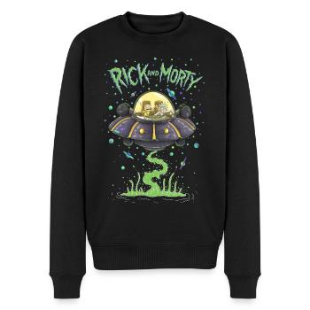 Rick And Morty Fliegen Im Raumschiff - Männer Premium Bio Pullover - Schwarz - Vorne - Nico (187cm)