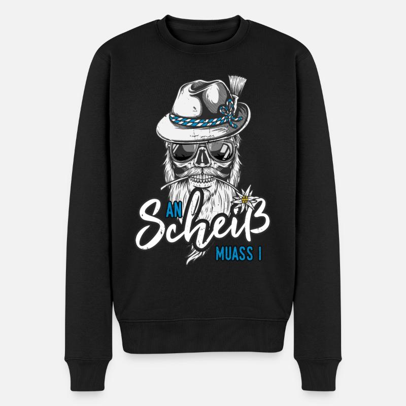 An Scheiß muass i Grantler Bayern Dialekt Lausbua - Männer Premium Bio Pullover - Schwarz