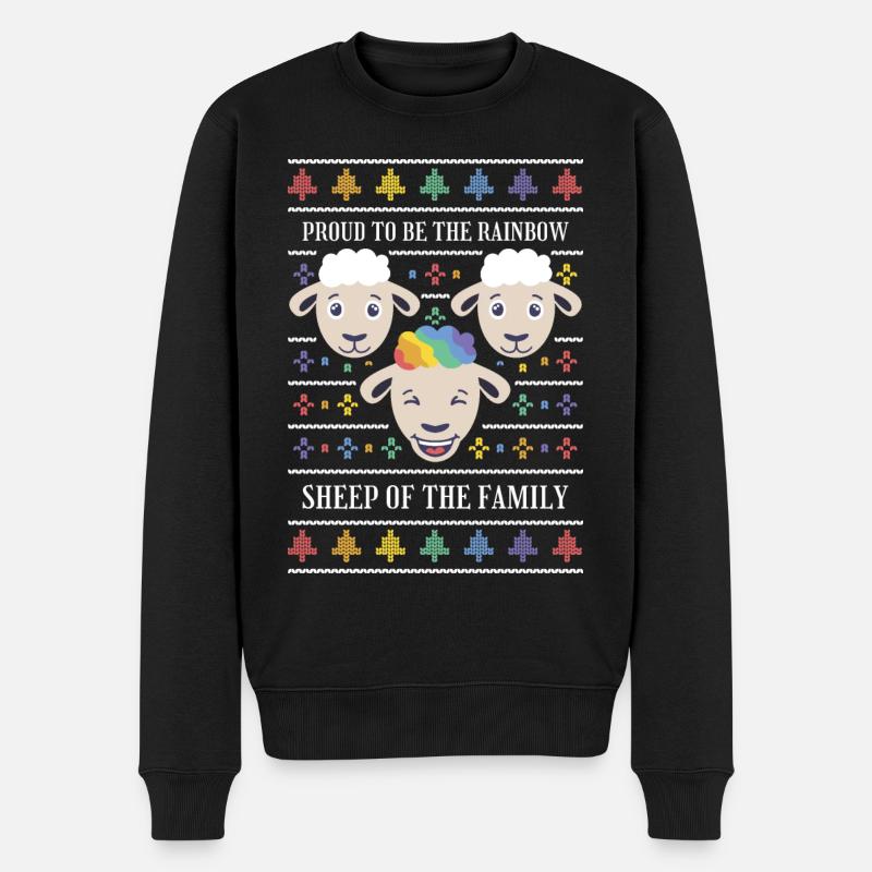 Ugly Christmas Gay Pride Rainbow Sheep - Männer Premium Bio Pullover - Schwarz
