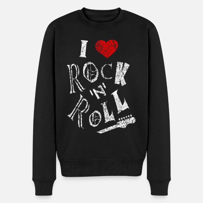 I Love Rock 'n' roll Rockabilly Rock and roll Herz - Männer Premium Bio Pullover - Schwarz
