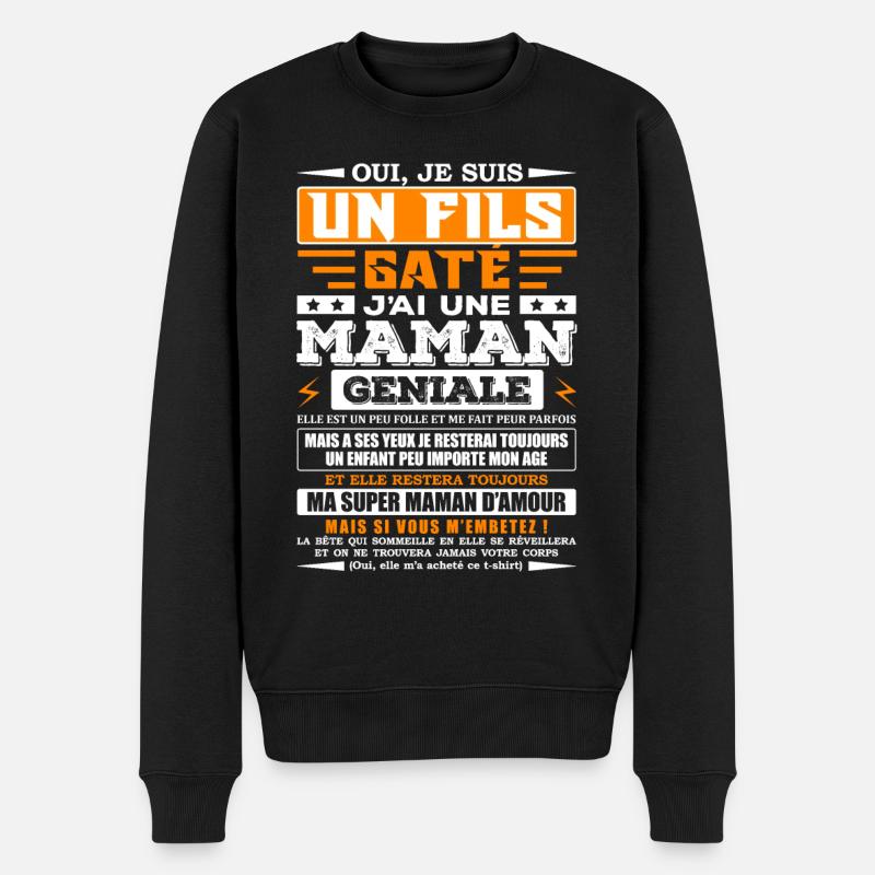 CADEAU MAMAN POUR SON FILS - Pull Premium bio Homme - noir