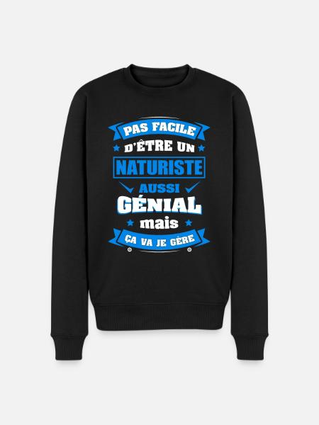 NATURISTE GÉNIAL - Pull Premium bio Homme - noir