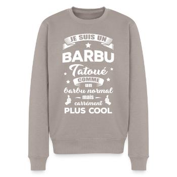 BARBU TATOUÉ - Pull Premium bio Homme - taupe - Devant - Nico (187cm)