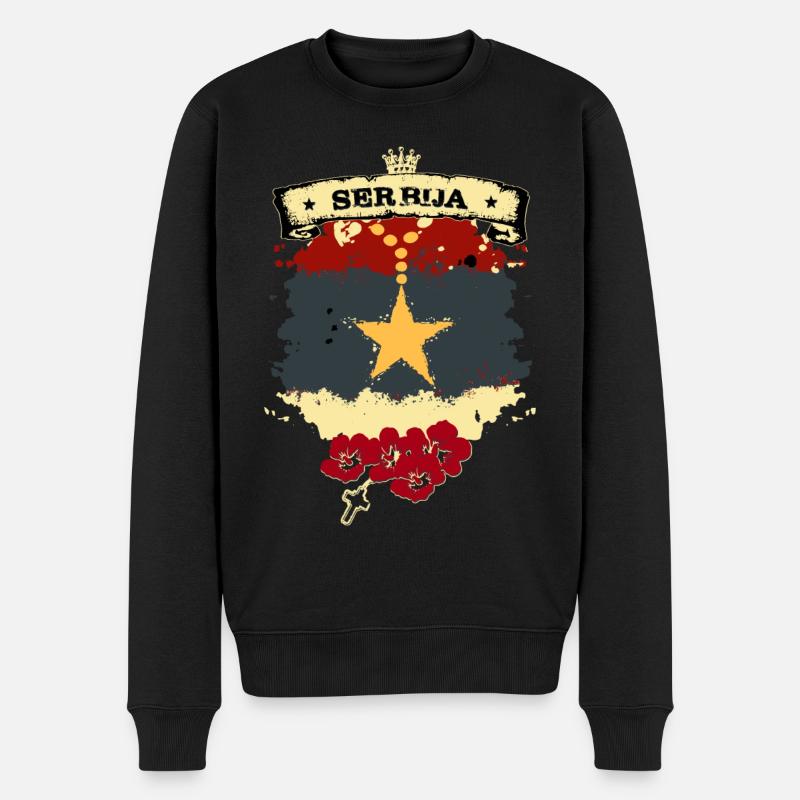 Serbija - Männer Premium Bio Pullover - Schwarz