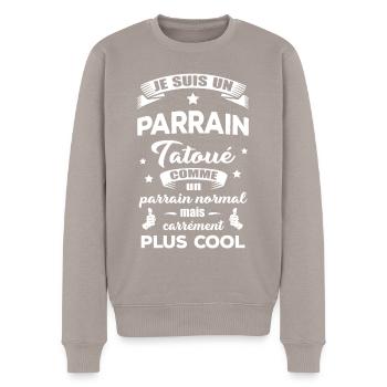 PARRAIN TATOUÉ - Pull Premium bio Homme - taupe - Devant - Nico (187cm)