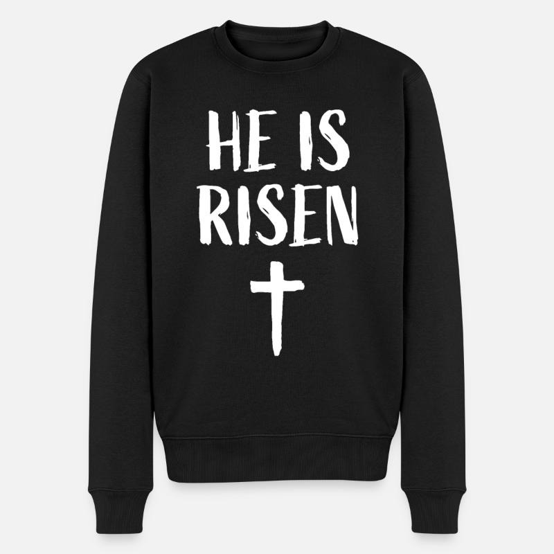 He is risen - Men's Premium Organic Jumper - black