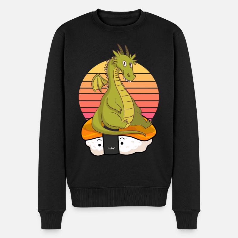 Sushi Drache - Männer Premium Bio Pullover - Schwarz