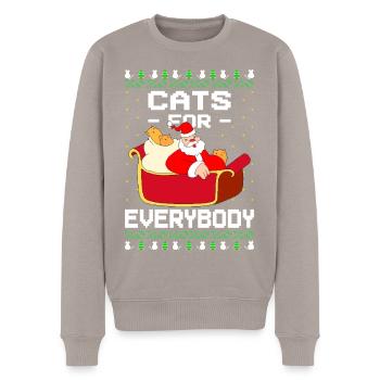 Cats for all Ugly Christmas - Men's Premium Organic Jumper - taupe - Front - Nico (187cm)