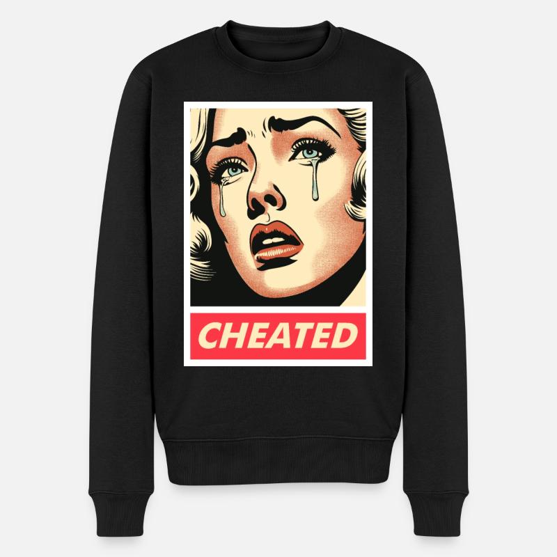 Retro betrogenes Mädchen - Männer Premium Bio Pullover - Schwarz
