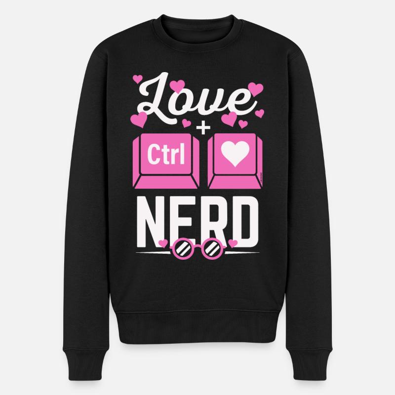 Liebe Nerd CTRL - Herz - Männer Premium Bio Pullover - Schwarz