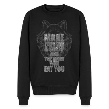 loups chien loup gris - Pull Premium bio Homme - noir - Devant - Nico (187cm)