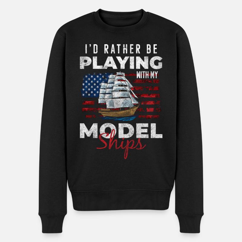 Schiff Modellbauer Schifffahrt - Männer Premium Bio Pullover - Schwarz