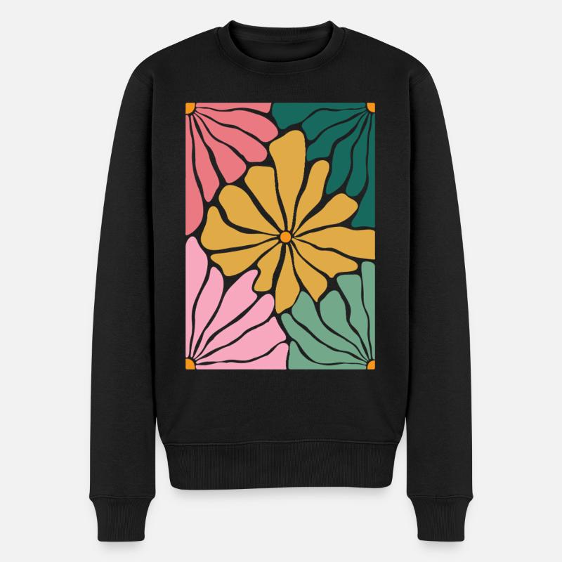 Boho Flowers - Männer Premium Bio Pullover - Schwarz