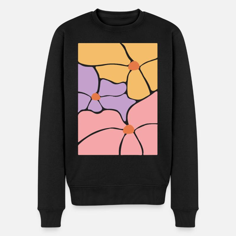Boho Flora Blumen - Männer Premium Bio Pullover - Schwarz
