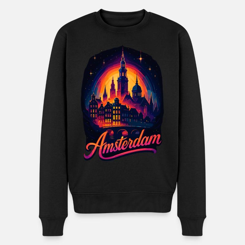 Amsterdam Capitale Pays-Bas Pays-Bas Cadeau - Pull Premium bio Homme - noir