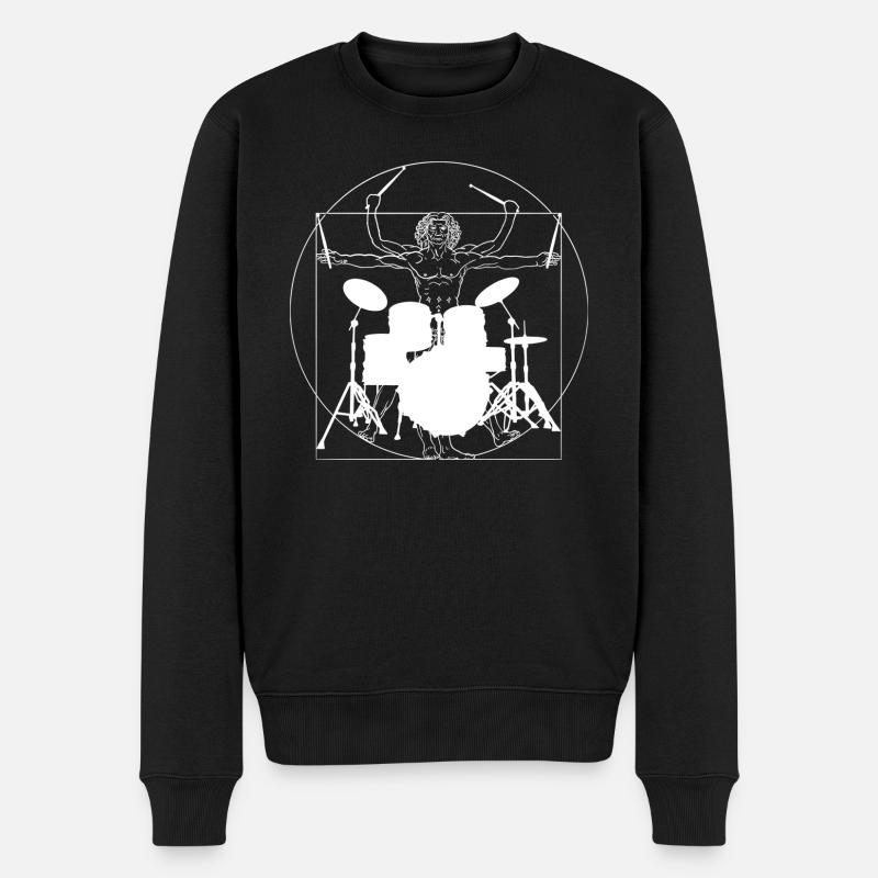 Drummer Vitruvian Man Drumsticks - Men's Premium Organic Jumper - black