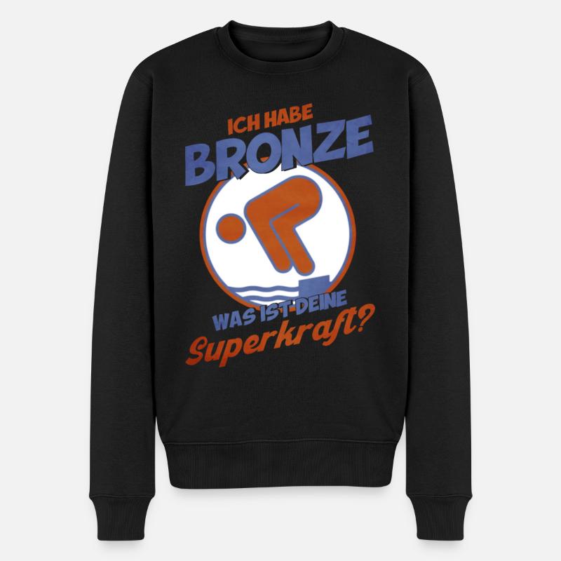 Schwimmer Schwimmprüfung Bronze Geschenk - Männer Premium Bio Pullover - Schwarz