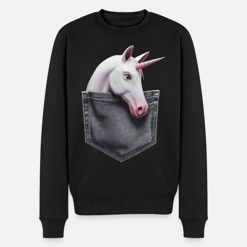 Einhorn - Männer Premium Bio Pullover - Schwarz