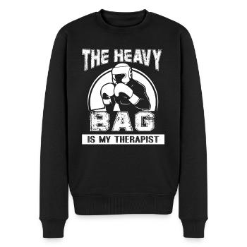 Kickboxen Kickboxen ist meine Therapie - Männer Premium Bio Pullover - Schwarz - Vorne - Nico (187cm)