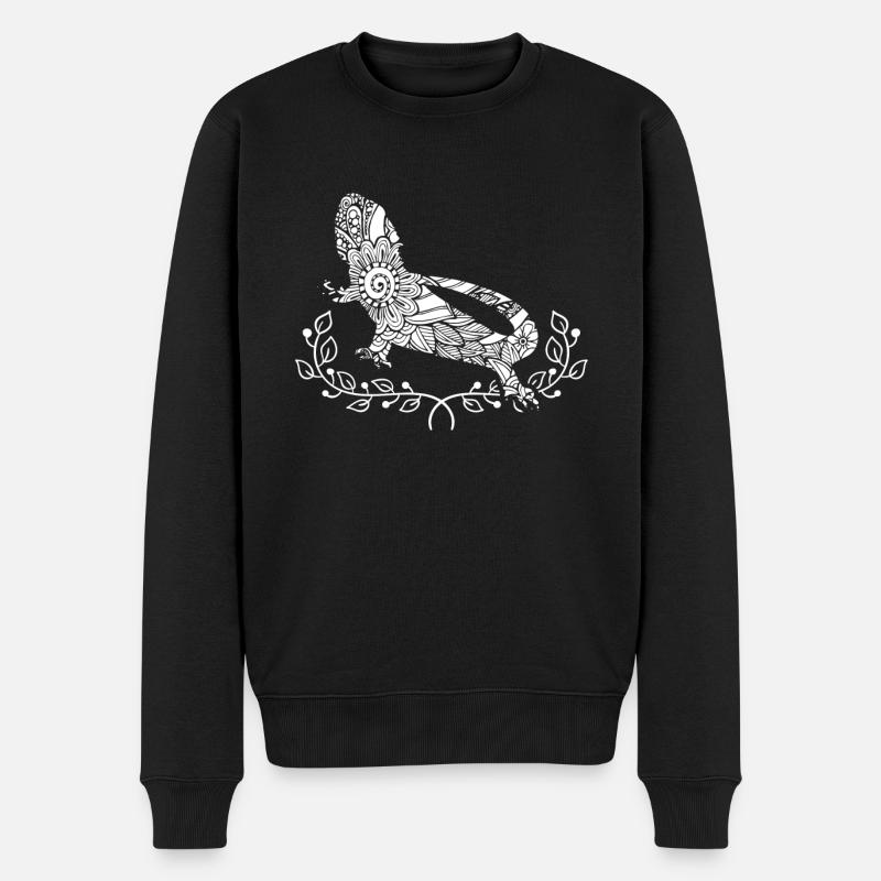 Bartagame Bartagame Blumenmuster - Männer Premium Bio Pullover - Schwarz
