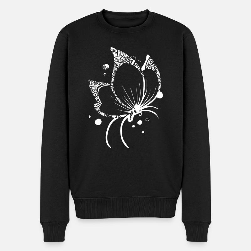 Schmetterling Schmetterling Blumenmuster - Männer Premium Bio Pullover - Schwarz