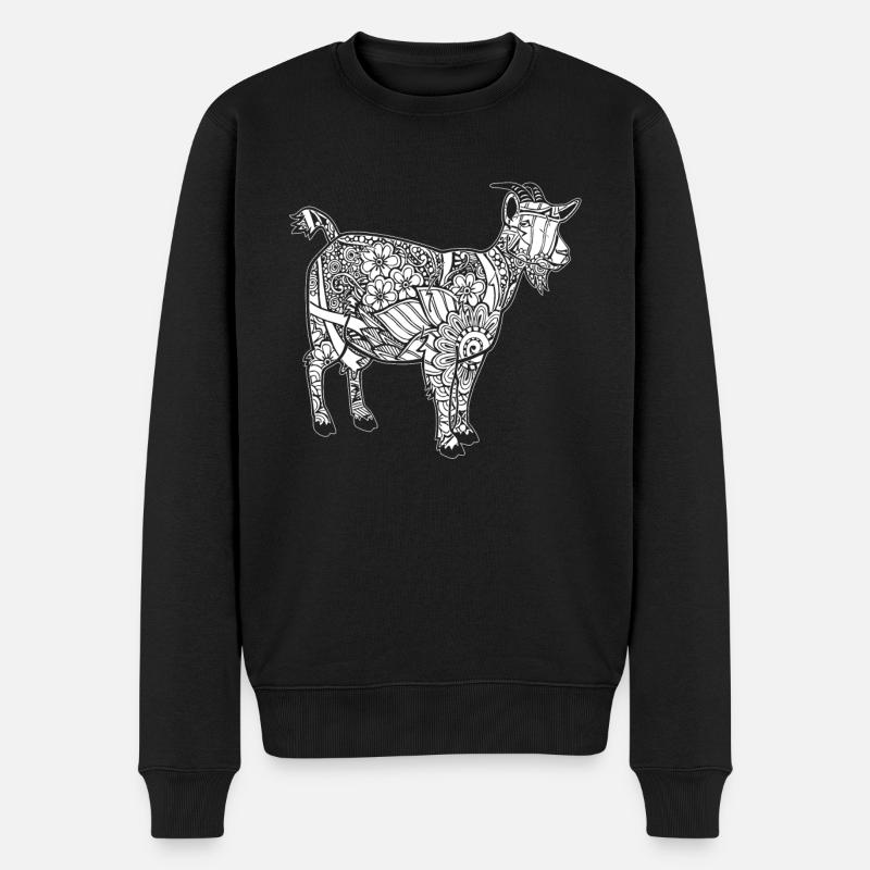 Ziege Ziege Blumenmuster - Männer Premium Bio Pullover - Schwarz