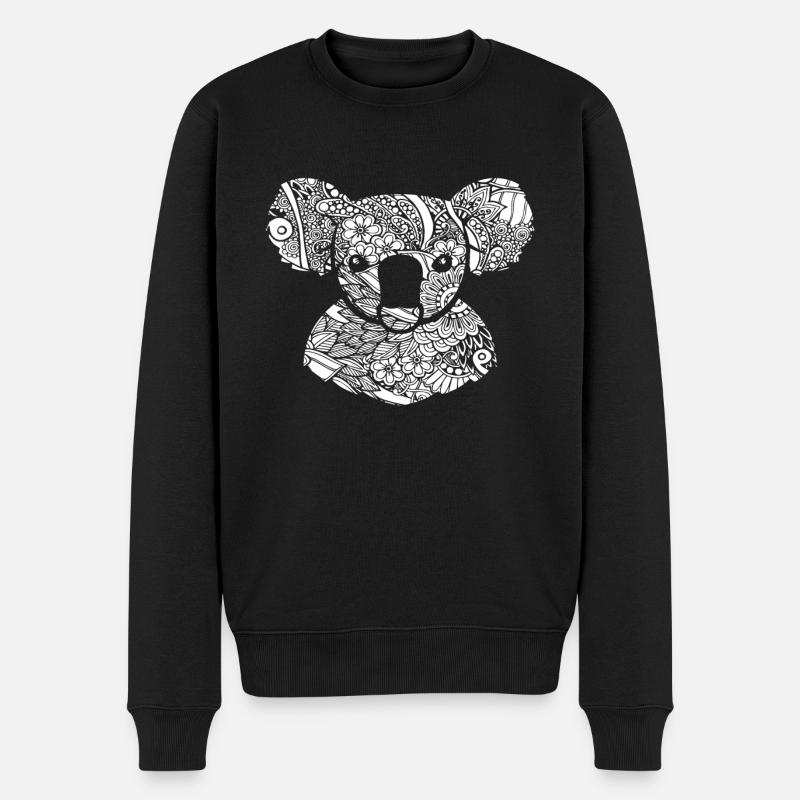 Koala Koala Blumenmuster - Männer Premium Bio Pullover - Schwarz