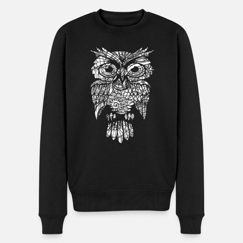 Hibou Hibou Motif floral - Pull Premium bio Homme - noir