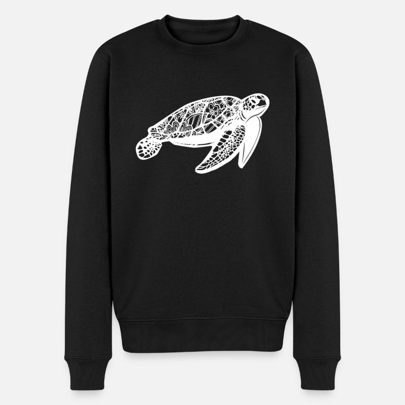 Turtle Turtle Blumenmuster - Männer Premium Bio Pullover - Schwarz