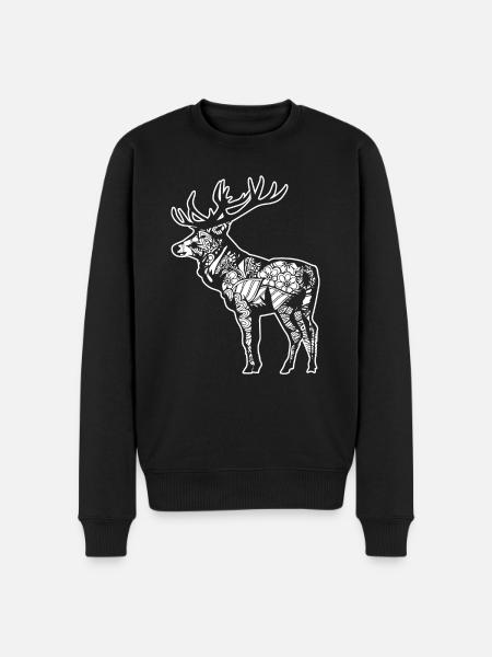 Elk Elk Floral Pattern - Men's Premium Organic Jumper - black