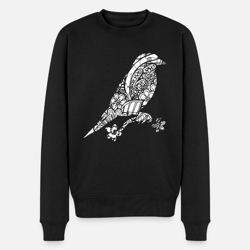 Stieglitz Stieglitz Blumenmuster - Männer Premium Bio Pullover - Schwarz