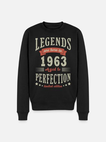legende født i 1963 Gave anniversair 60 år - Økologisk premium-sweatshirt til mænd - sort