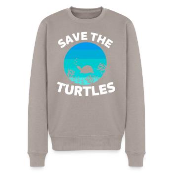Créatures marines rétro Animal sauver les tortues - Pull Premium bio Homme - taupe - Devant - Nico (187cm)
