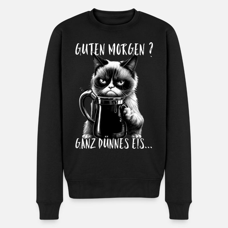 Guten Morgen Ganz dünnes Eis - Katze - Männer Premium Bio Pullover - Schwarz