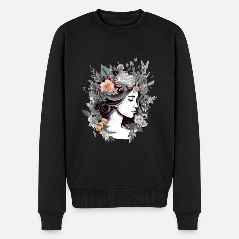 Femme fleurie - Pull Premium bio Homme - noir