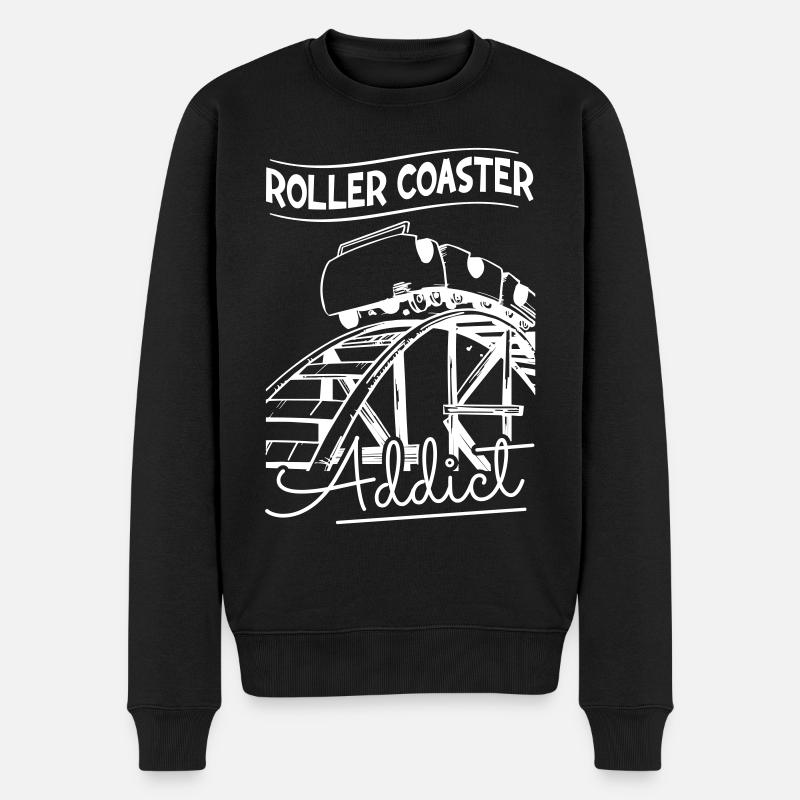 Roller Coaster Addict - Männer Premium Bio Pullover - Schwarz