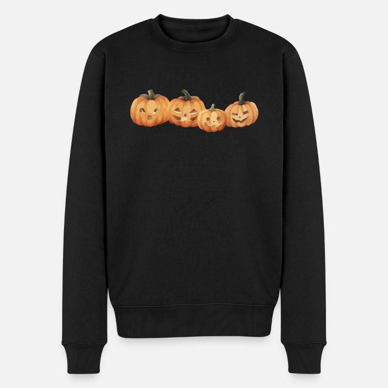 Citrouilles sculptées - citrouille d’Halloween effrayante - Pull Premium bio Homme - noir