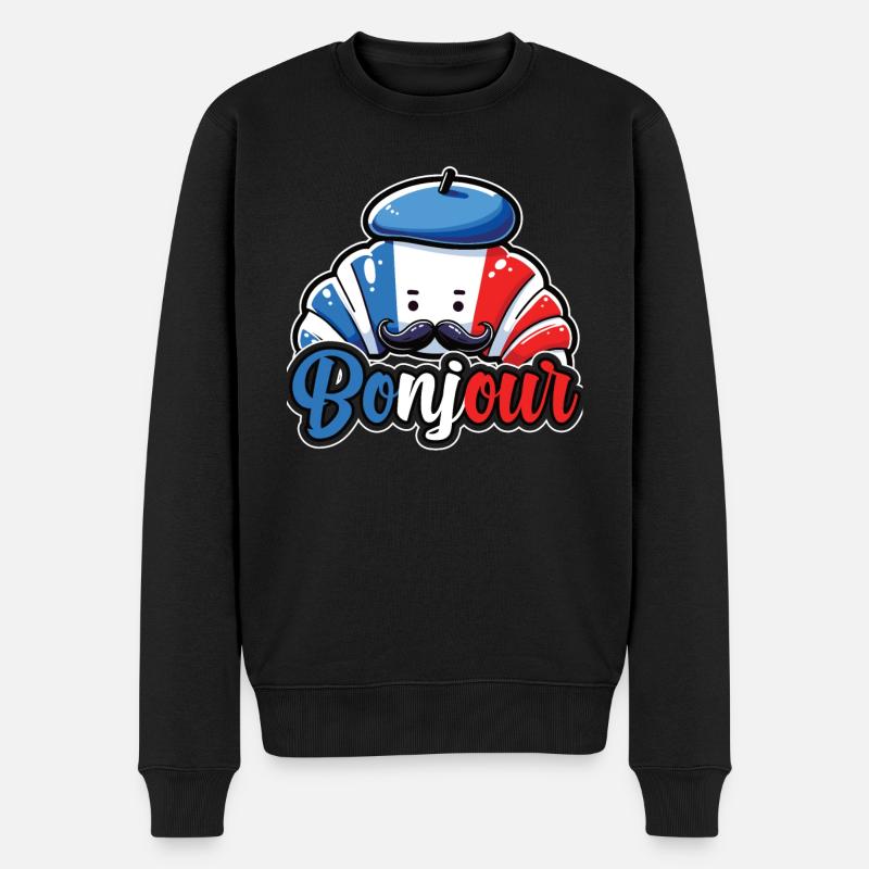 Französisch Croissant Liebhaber Frankreich Flagge - Männer Premium Bio Pullover - Schwarz