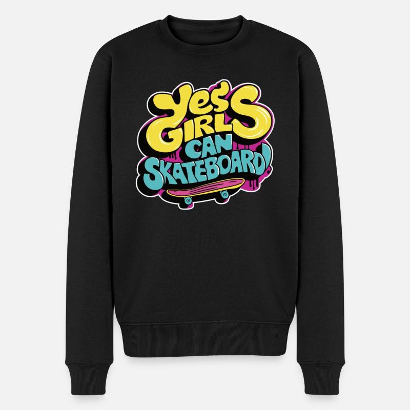 Cooles Skateboard Longboard Skater Mädchen - Männer Premium Bio Pullover - Schwarz