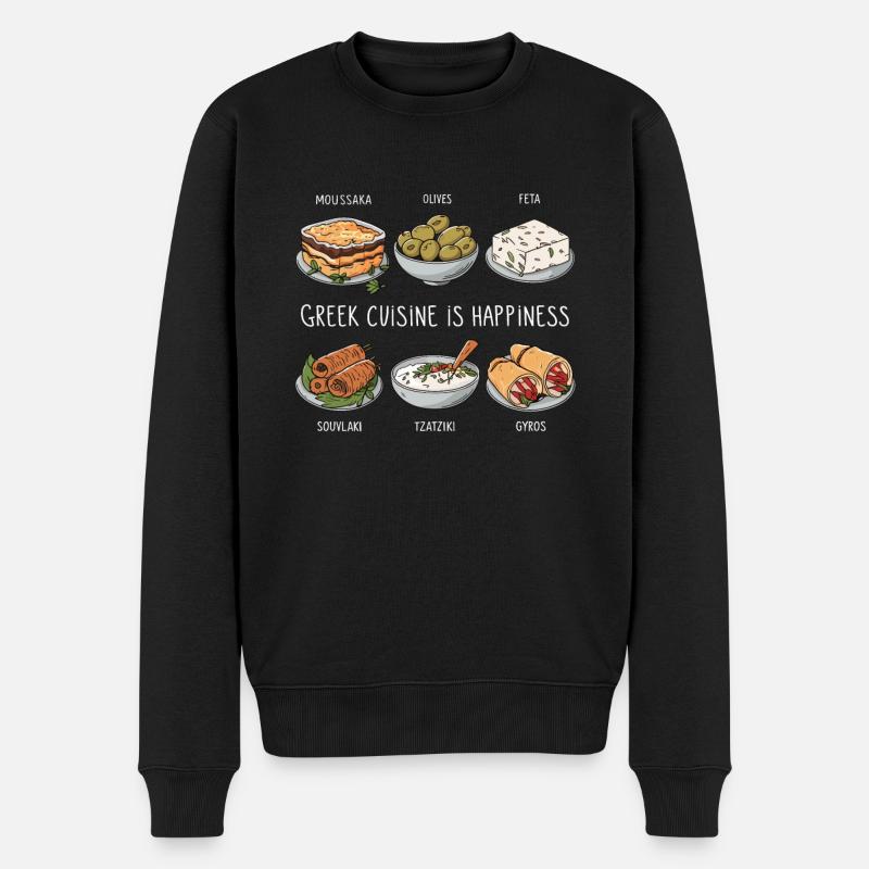 Die griechische Küche ist ein Liebhaber des Glücks - Männer Premium Bio Pullover - Schwarz