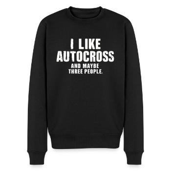 Lustiges Autocross Ich mag Autocross und drei Leute - Männer Premium Bio Pullover - Schwarz - Vorne - Nico (187cm)